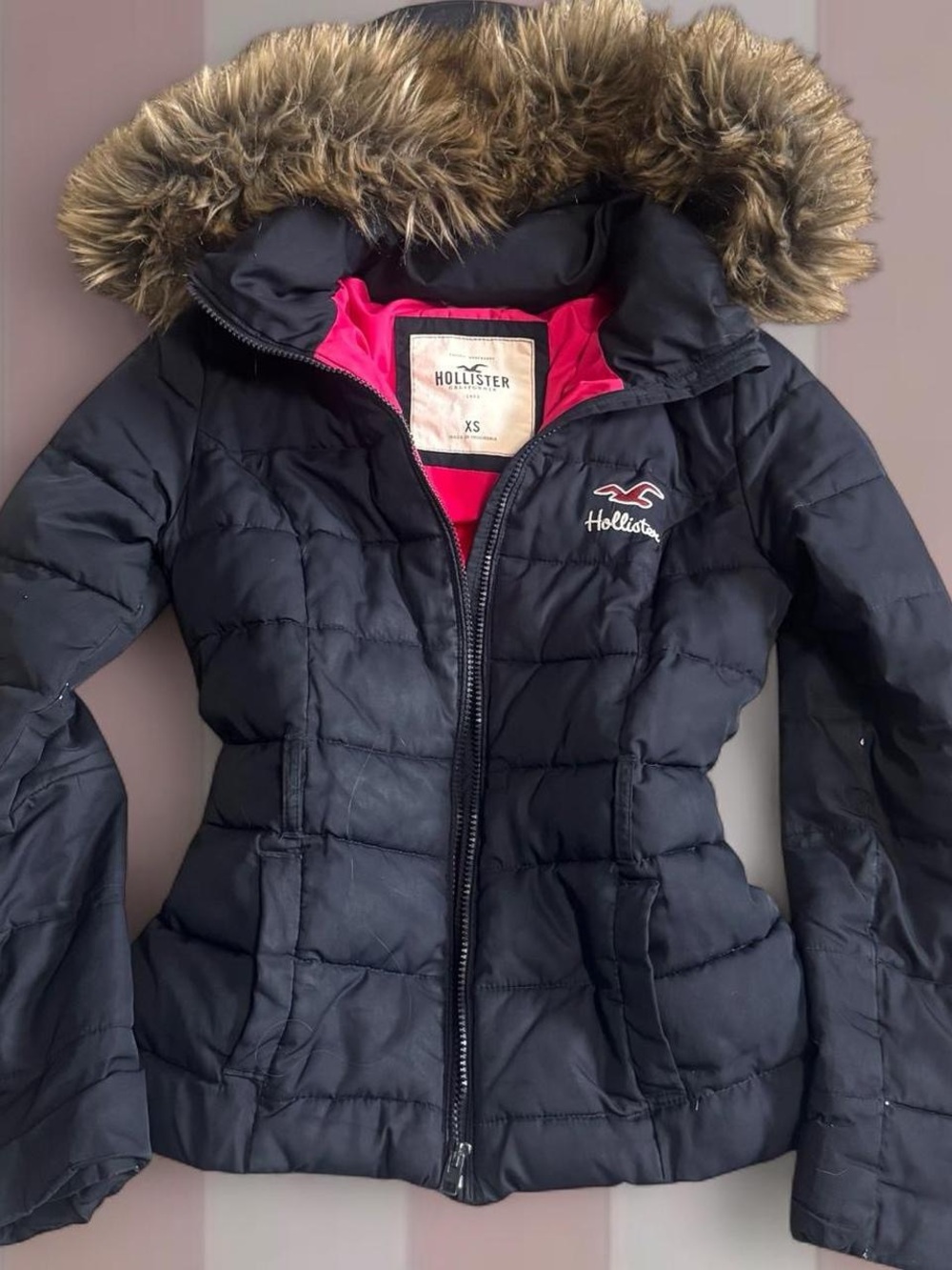 Hollister Vintage Y2K faux-fur-trim Winter Jacket